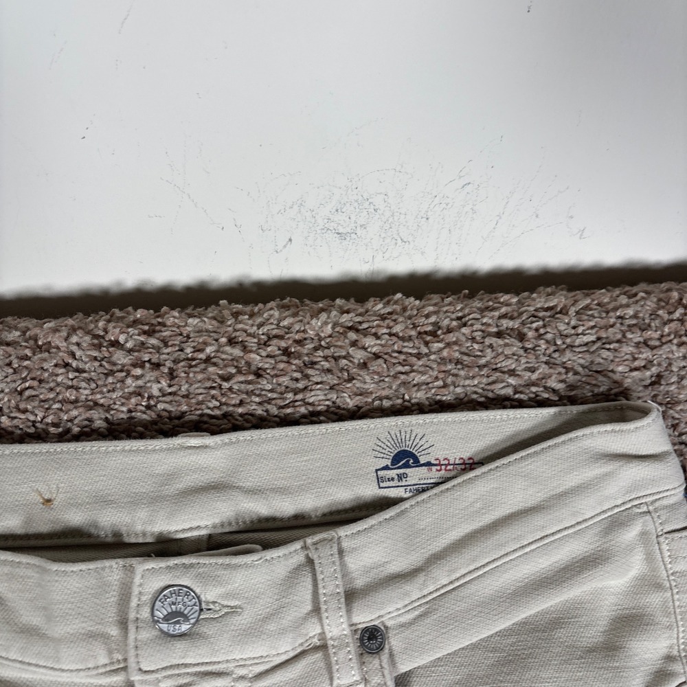 Faherty Reserve Mens Movement 5-Pocket Slim Straight Pants Stone Beige 32x32 - Picture 3 of 10